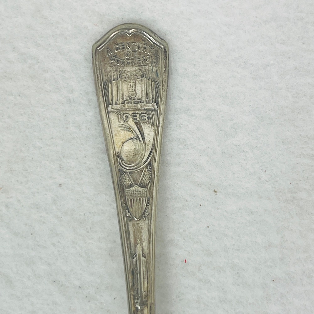 1933 Chicago Worlds Fair Souvenir Spoon Fort Dearborn Century of Progress Silver